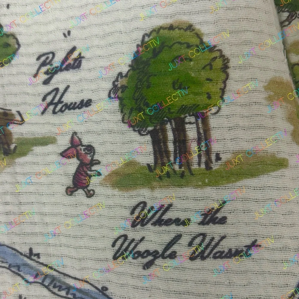 Disneyland Winnie the Pooh Hundred Acre Wood Map Cream Cotton Throw Blanket